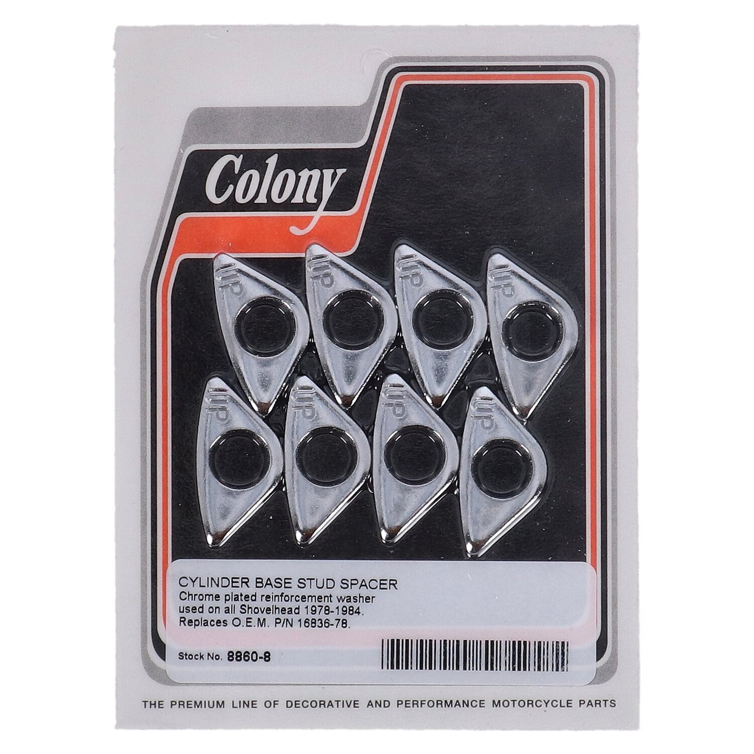 Colony, cylinder base stud spacers set, Silver, Chrome