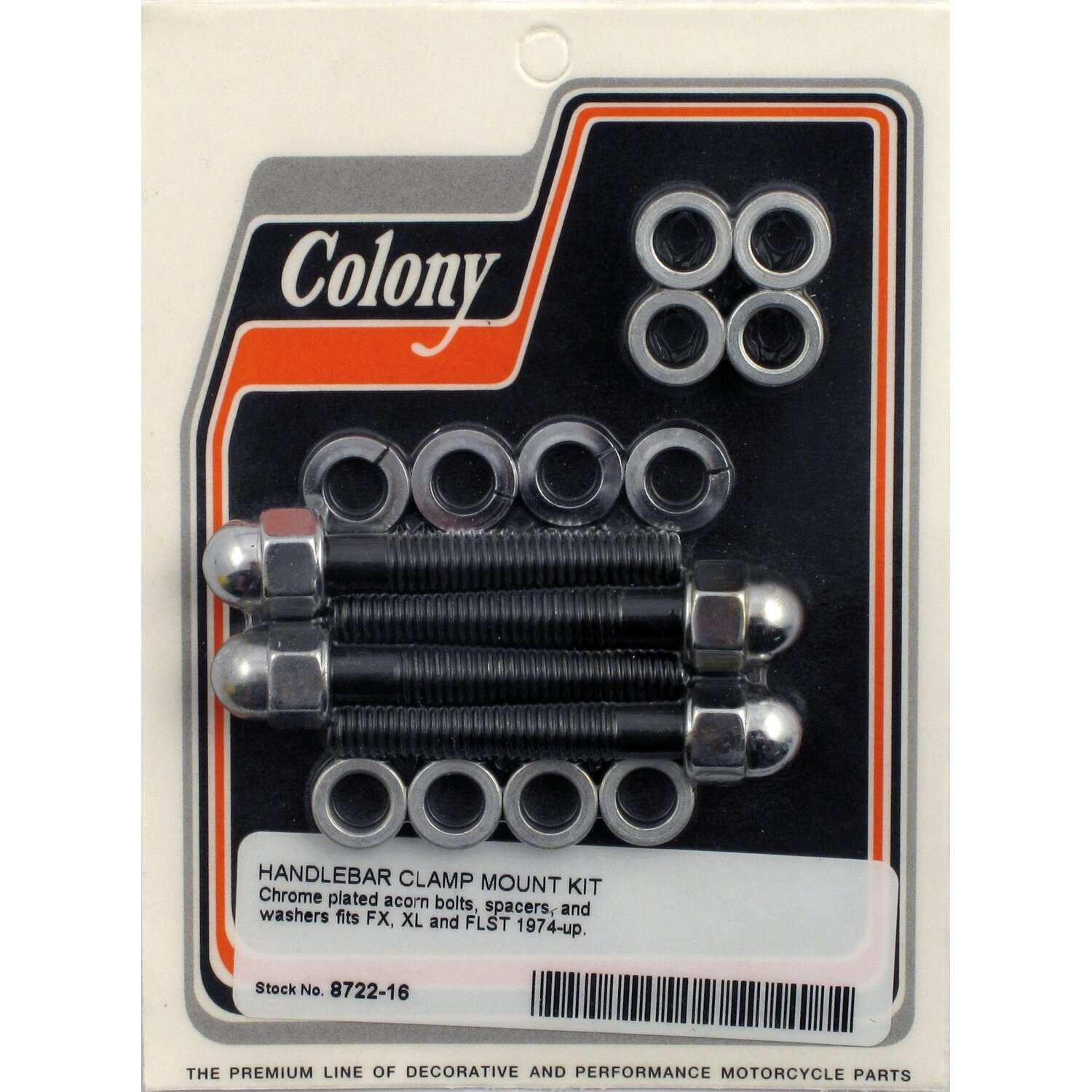 Colony h/b top clamp mount kit, acorn, Chrome