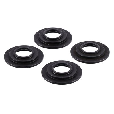 Low profile for +.050" spring travel. Chromoly, black oxided. Precision re-engineered to offer installation advantages and manufactured of special heat treated chromoly material that has been black oxided. Will fit OEM, Manley and many aftermarket manufacturers valve springs.