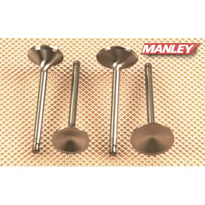 Used for 883-1200 conversion. Valve length is same as stock 883 Sportster, valve head diameter is same as stock (larger) 1200cc Sportster models. This improves breathing so you can achieve full benefits from the 883 - 1200 conversion. Dimensions: 1.715" head dia. x .3100" stem dia. Standard overall length. Severe Duty valves. Proven quality over many years. Manufactured from high temperature stainless alloy to a perfect finish. Manley valves feature swirl polished, performance orientated shapes and durable chrome plated stems. Up to 30% weight reduction over stock components. Manley's 'Severe Duty' valves insure a stable valve train, even at high R.P.M.'s.