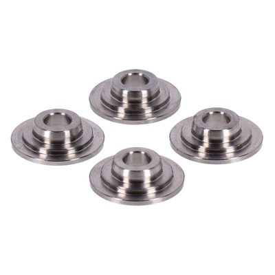 OEM style replacement precision machined titanium valve spring top collars. Manley suggests the use of titanium top collars on high lift applications to provide increased strength and reduced inertia mass which allows running higher R.P.M.'s without valve float.