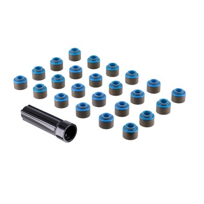 With 24 seals. Comes with with built-in spring-loaded Viton wipers. Valve stem seals can be used, and are recommended, on all applications. They will help control oil consumption in any type H-D engine. 
Note: Valve seal installation tools are not included and must be purchased separately when required.