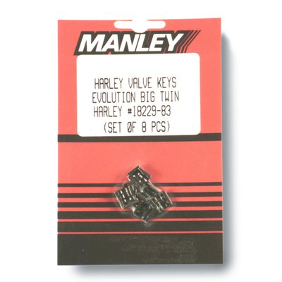Stock style replacement. Heat treated, black oxided and 100% machined from a special chromoly material. Each valve keeper is designed to work with stock, Manley and most aftermarket top collars. Includes 4 pairs of valve keepers, to service one engine.