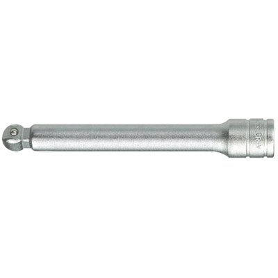 1/2" drive. 2.5" (6.4cm) long. Chrome vanadium. Satin finish. With 'wobble' extension that will let the extension bar swivel in the socket, for working under an angle allowing better access to hard to reach places.