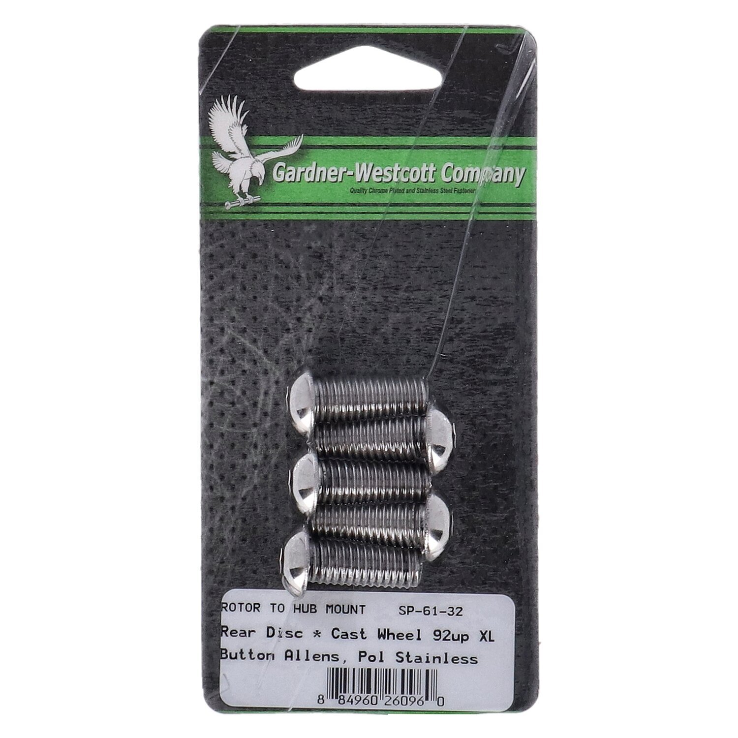 GW, brake rotor mount bolt kit. Rear. Button head, Polished