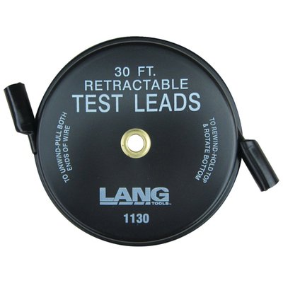Used to test electrical connections. Retractable test lead pulls out, and stays at desired length. Includes insulated alligator clips. Rewinds in protective case when not in use. With 18 gauge (ø1.02mm / 0.82mm²) copper wire.
With 30 feet single wire.