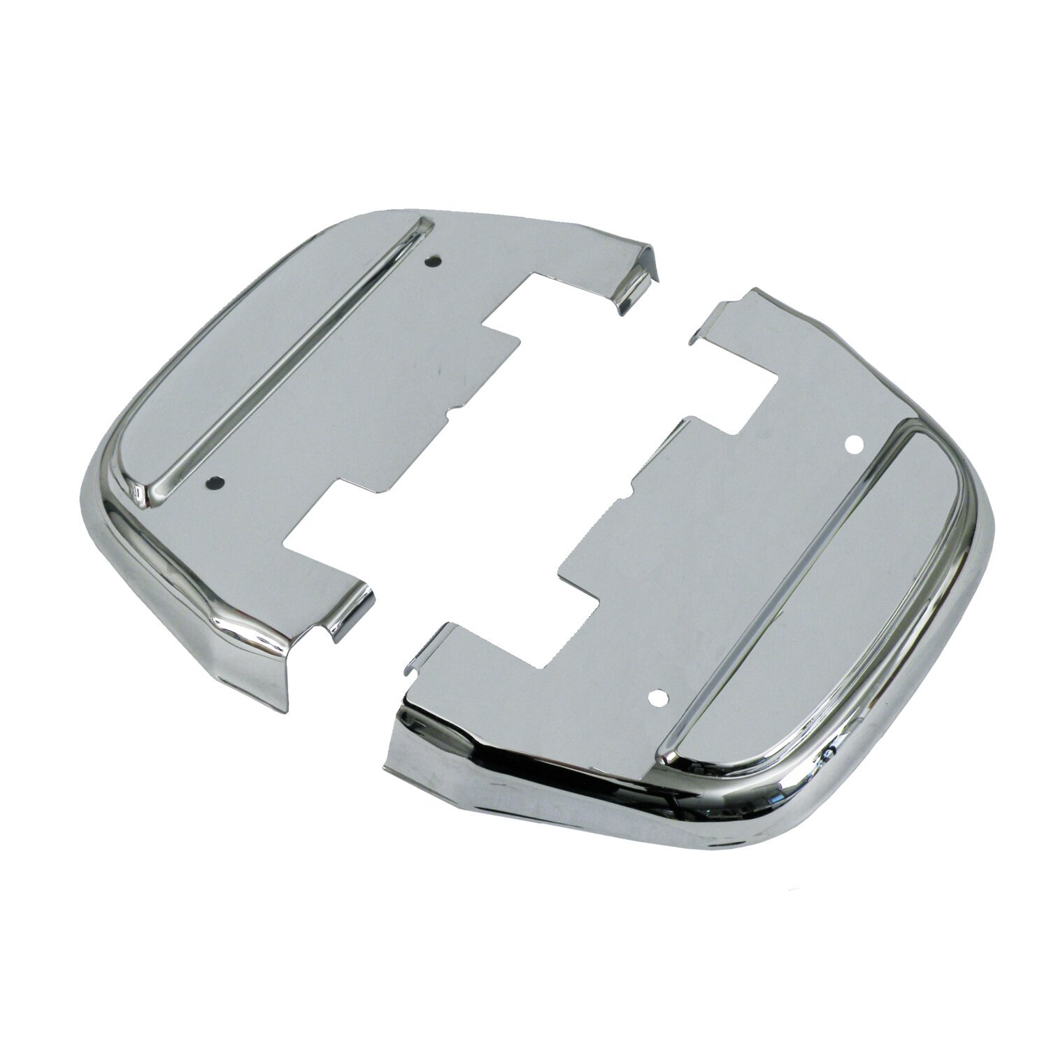 Covers, passenger floorboards, Silver, Chrome