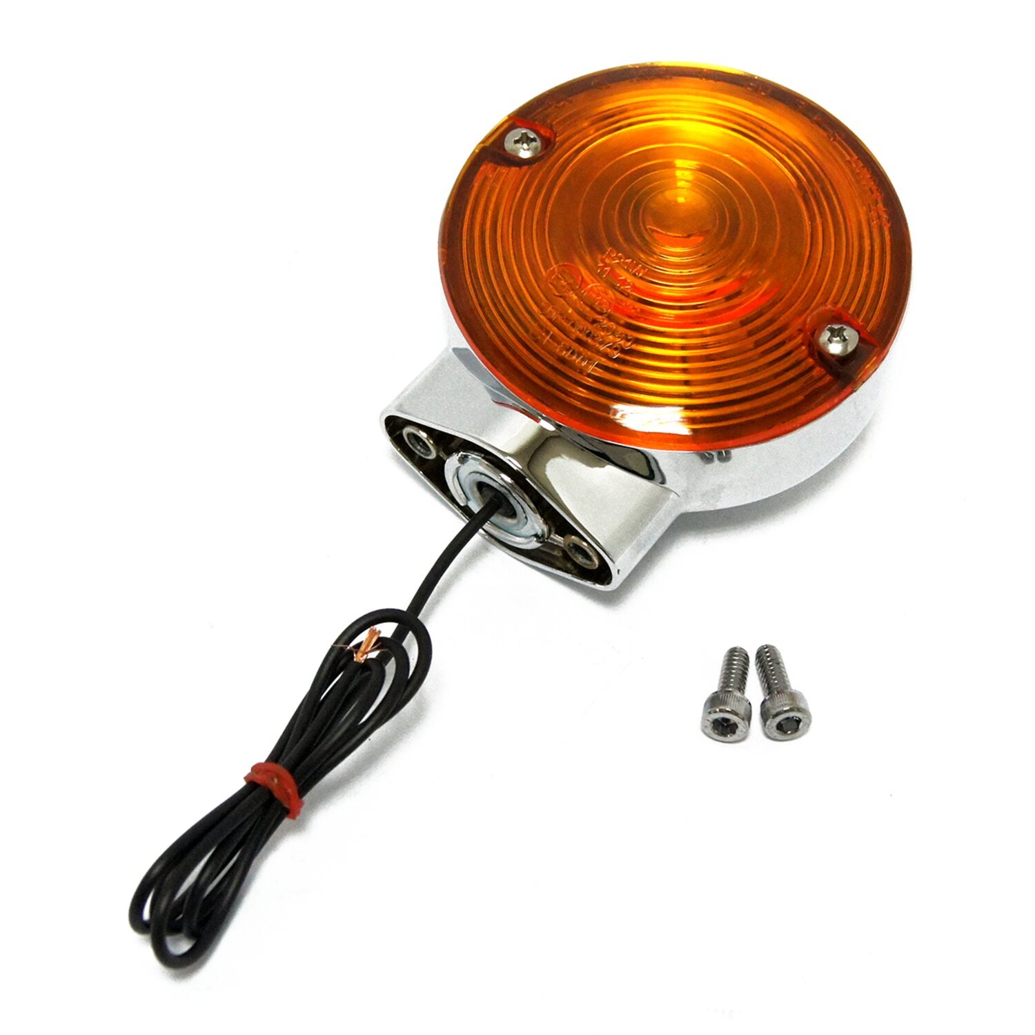 Turn signal assembly. Rear. Amber lens, Orange, Chrome