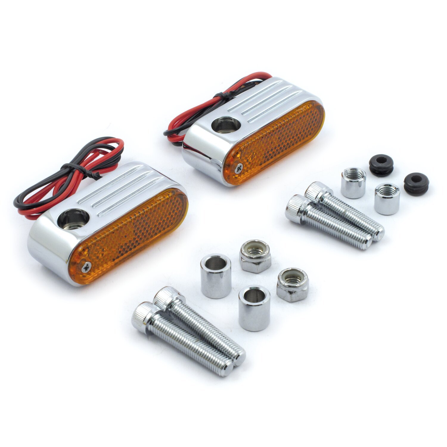 Lango, turn signals. Chrome. Amber lens. DF, Orange