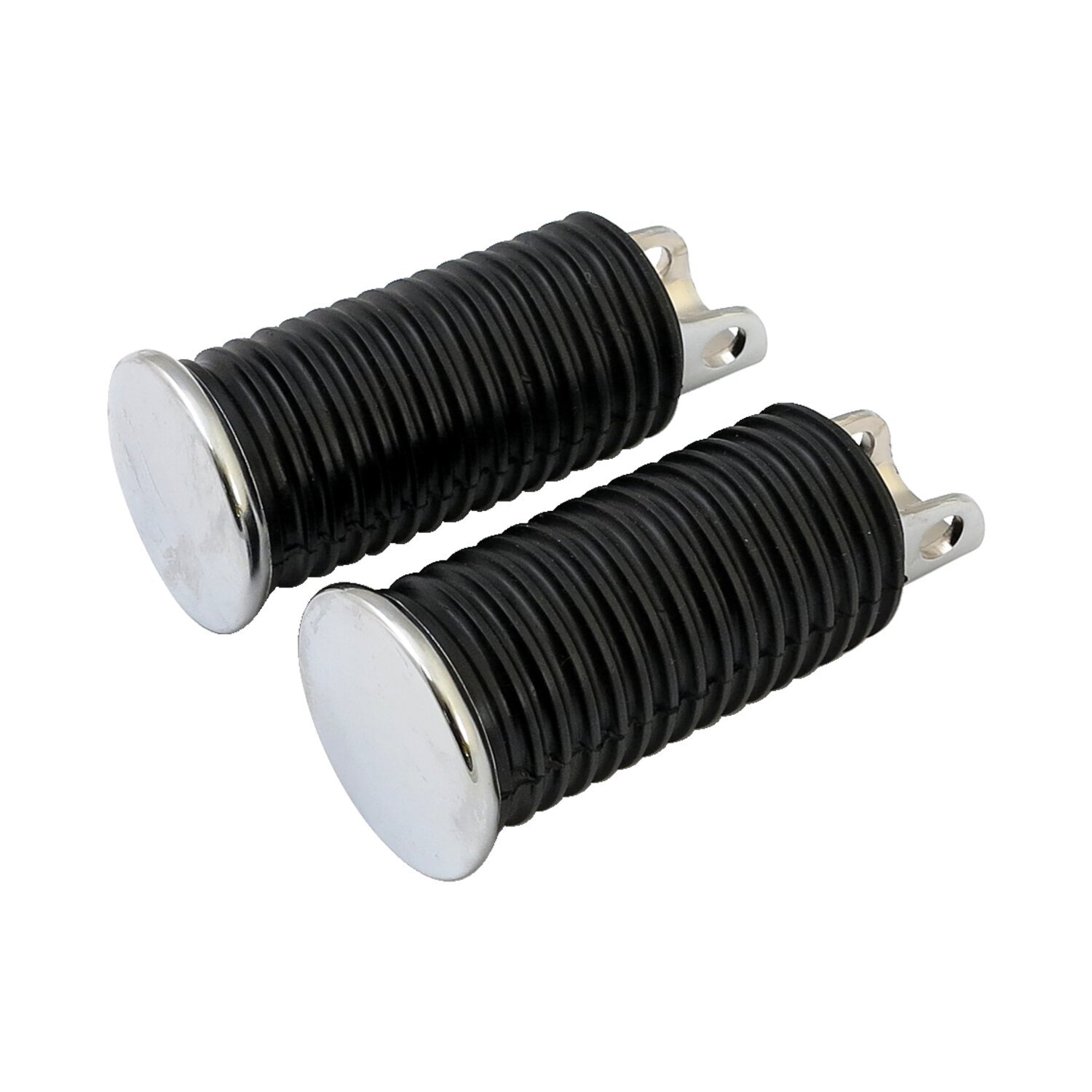 OEM style foot pegs, large diameter. Chrome end cap