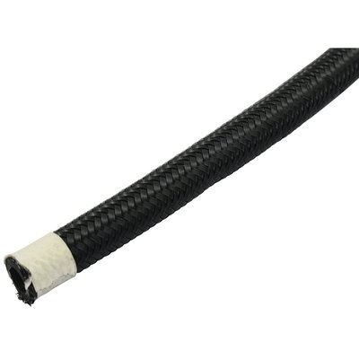 Braided hose with inconspicuous but stylish black nylon. For universal fuel and oil hose applications. 
Given size is the inside diameter of the hose.  
Sold on a 25 ft. roll, which is approx. 7.5 meters.