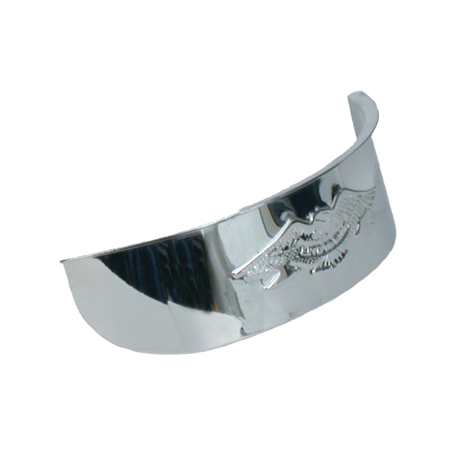 Embossed eagle headlamp visor. 5-3/4, Chrome