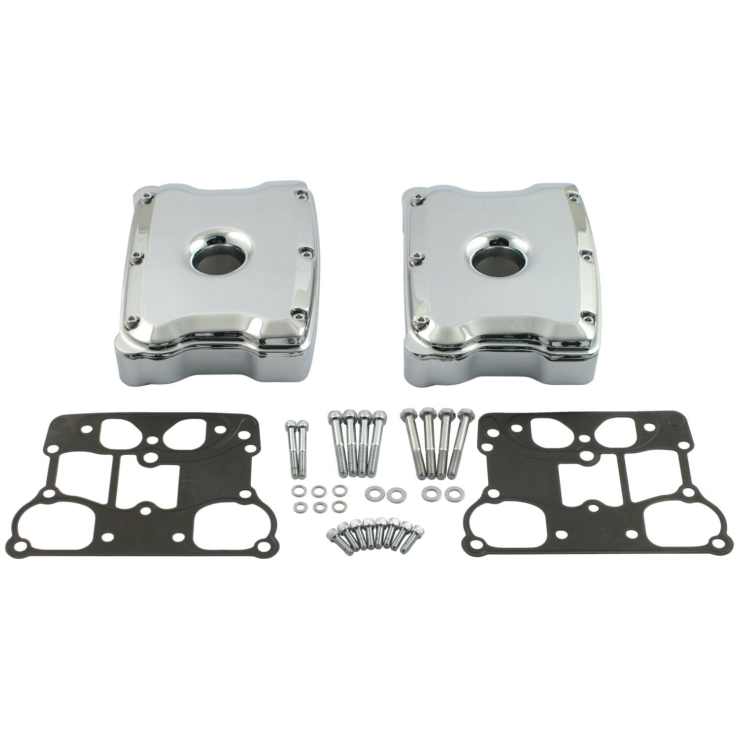 Twin Cam rocker cover kit, custom style, Chrome