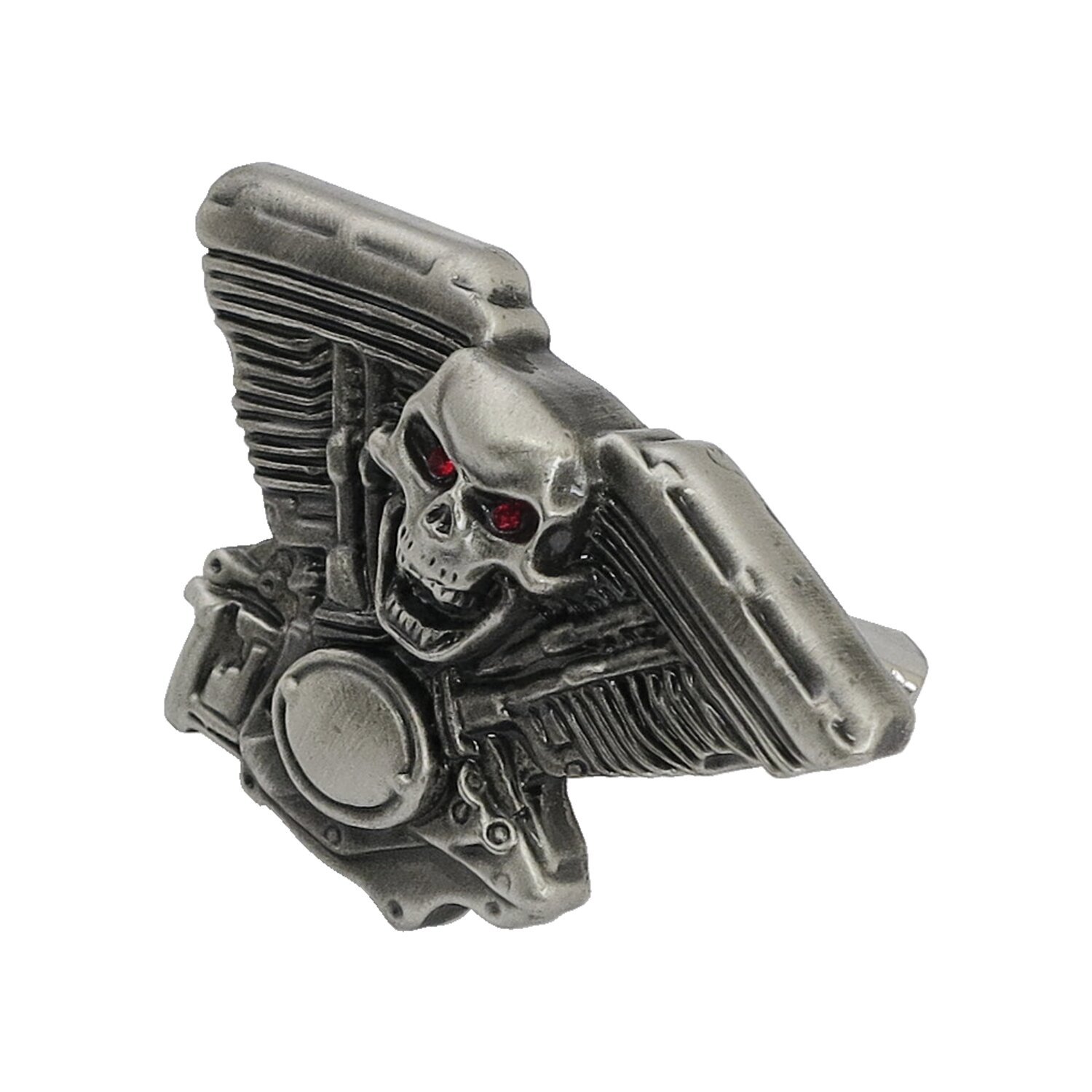 License plate mount kit Engine skull. Pewter, Polished