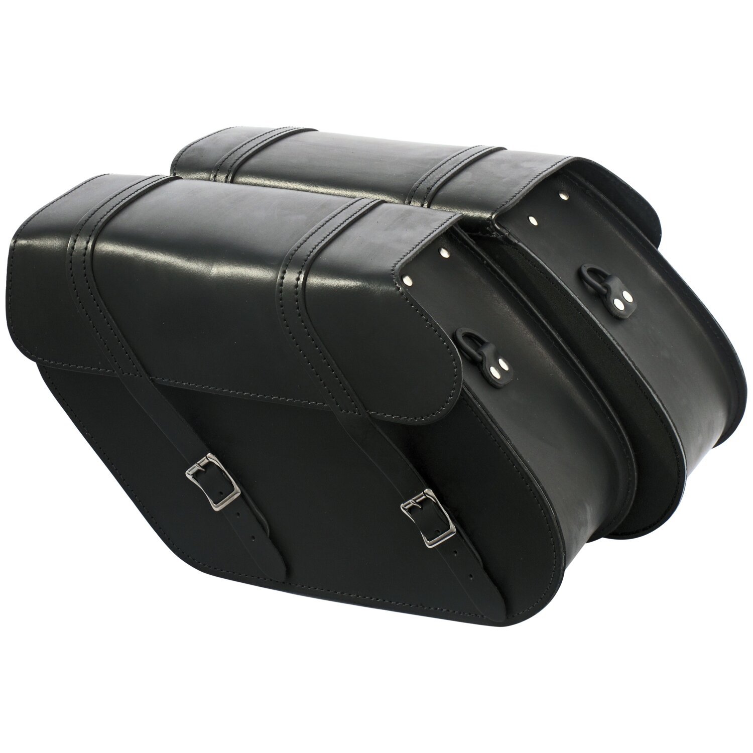 MCS, reinforced rigid leather saddlebag set. 17 liter