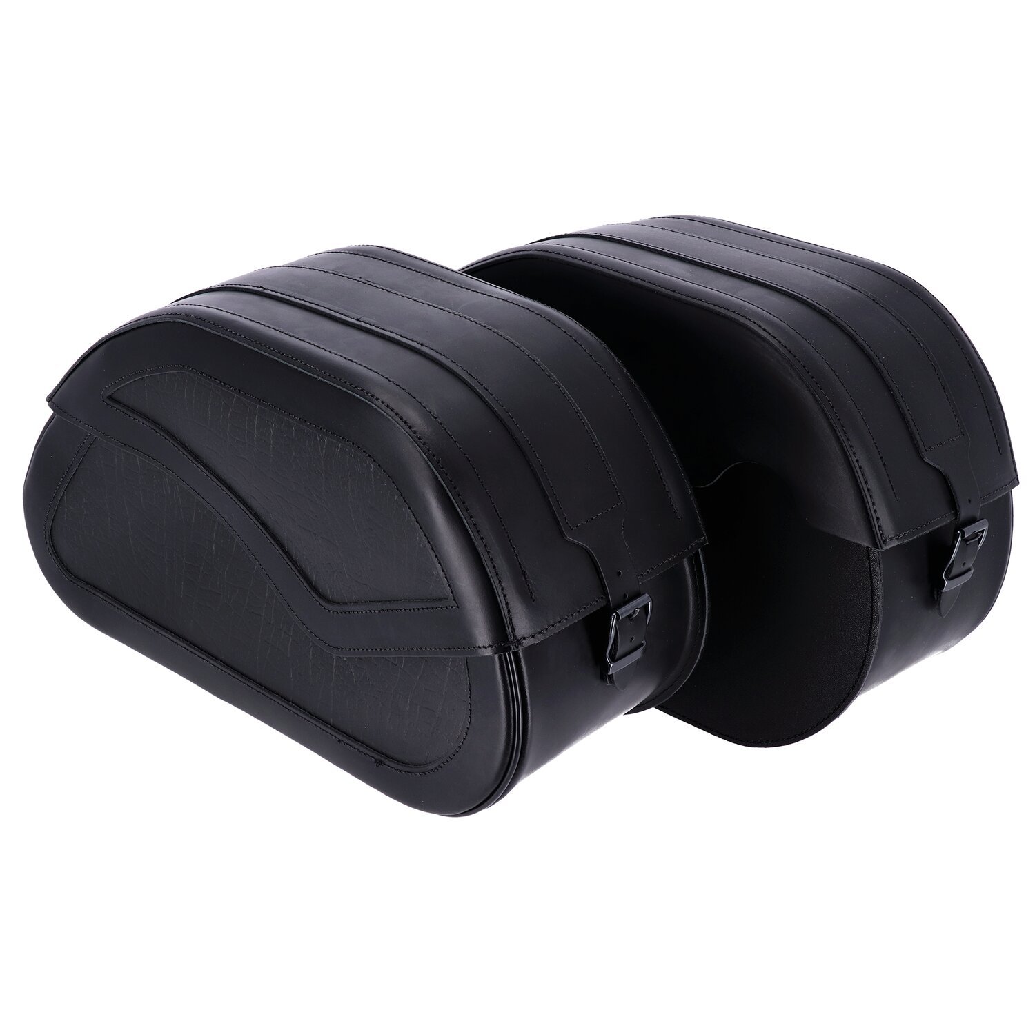 MCS, reinforced rigid leather saddlebag set. 32 liter