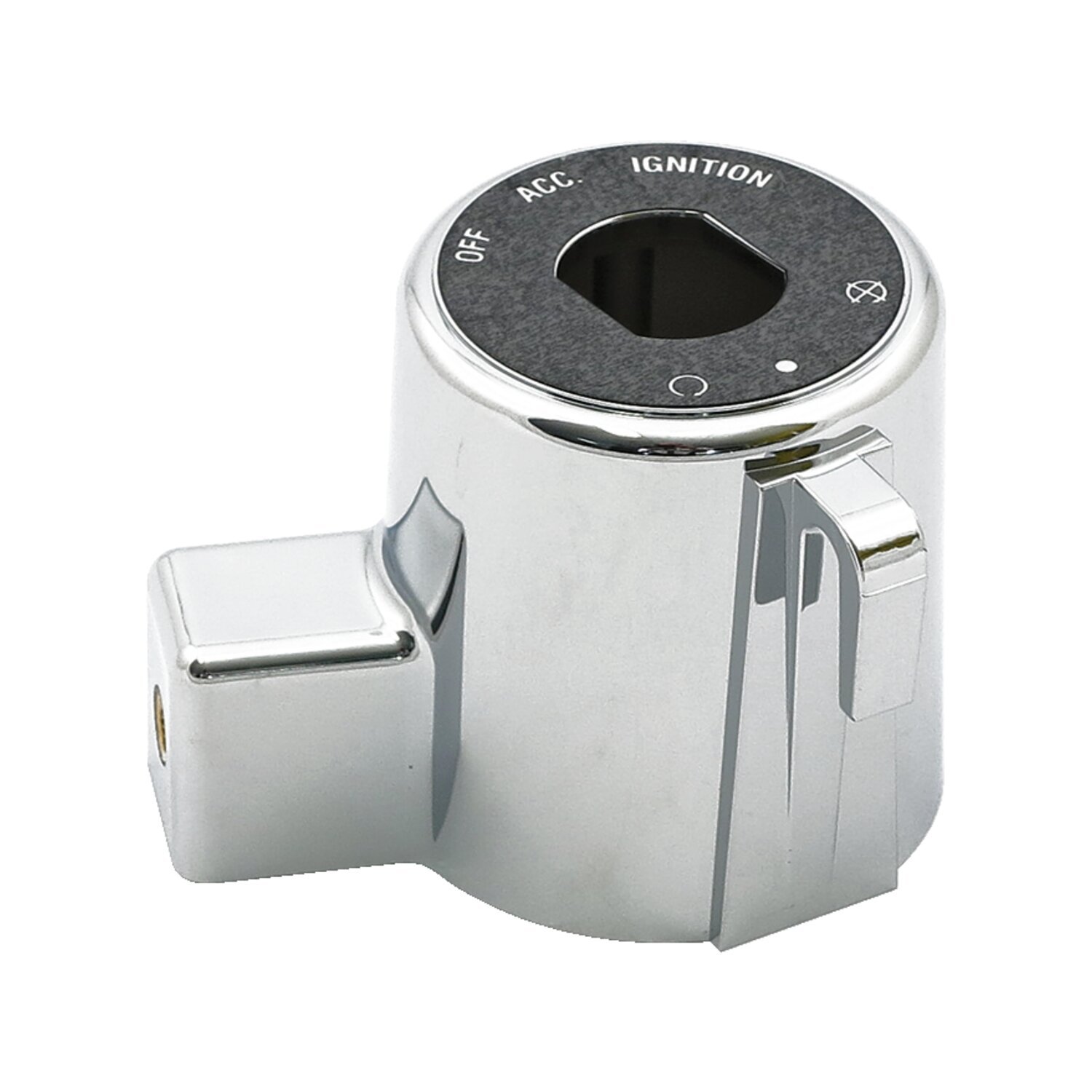 Sportster ignition switch cover, White, Chrome