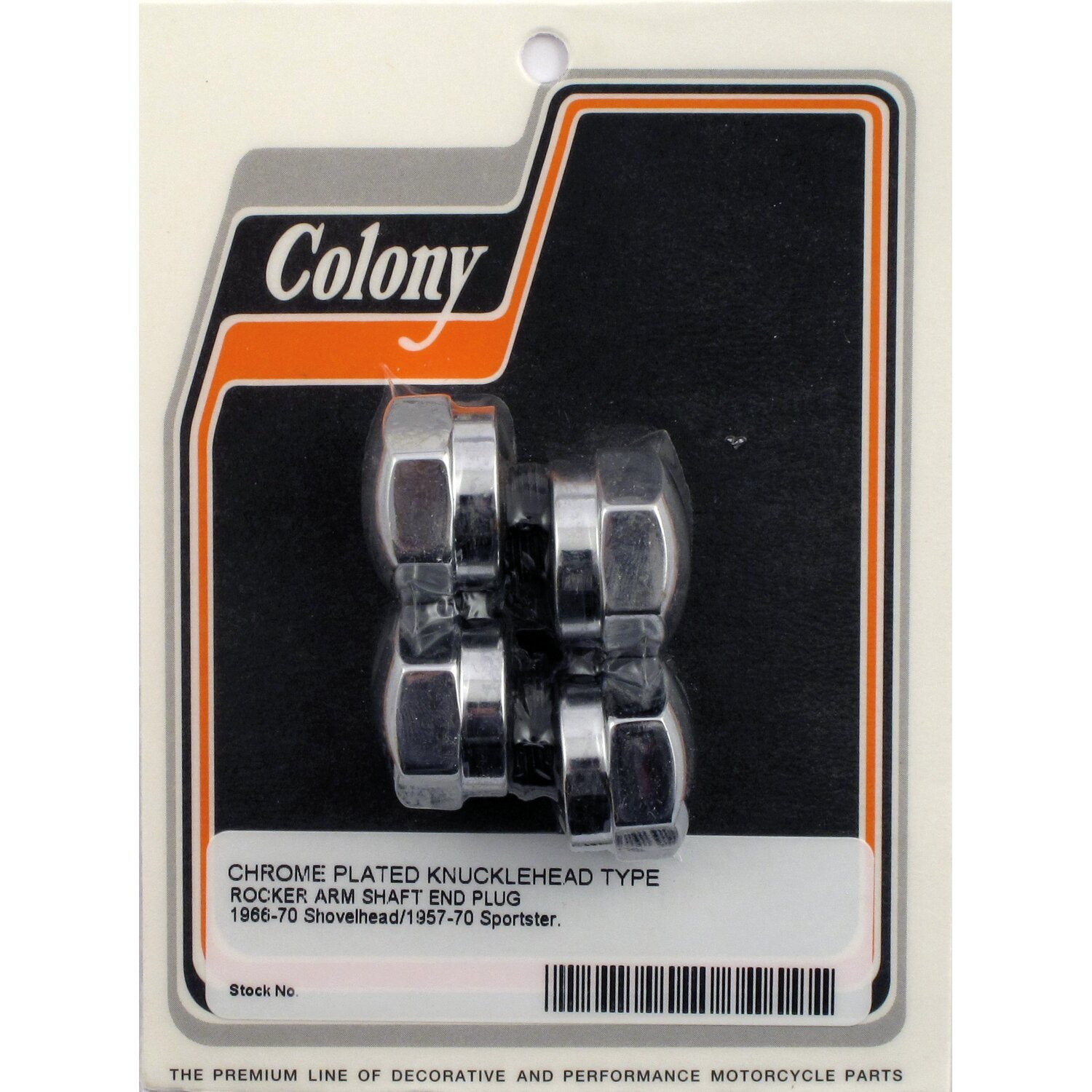 Colony, rocker shaft plug set. Knuckle style, Chrome