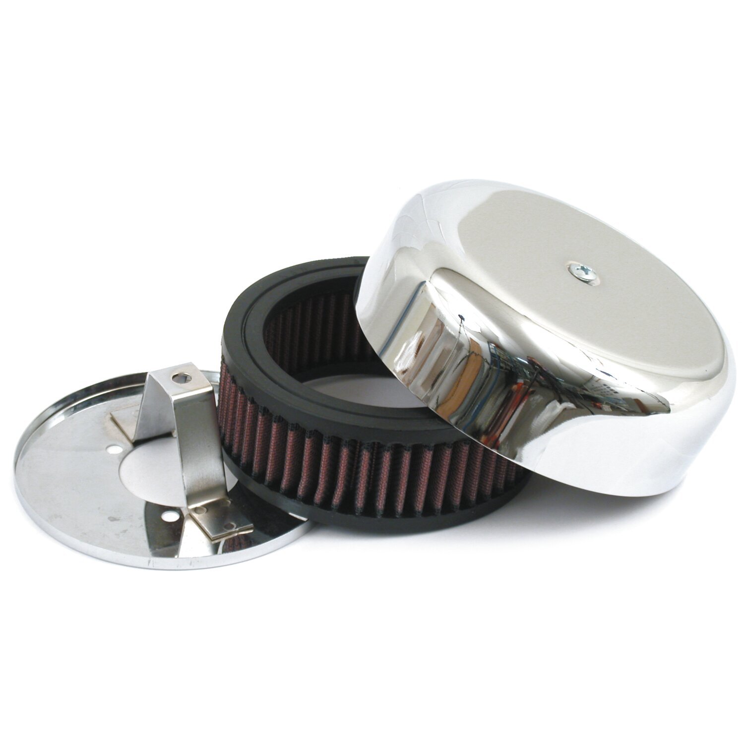 K&N, air cleaner assembly. Chrome bonnet 5.25" (133mm, storm grey black tracker Silver