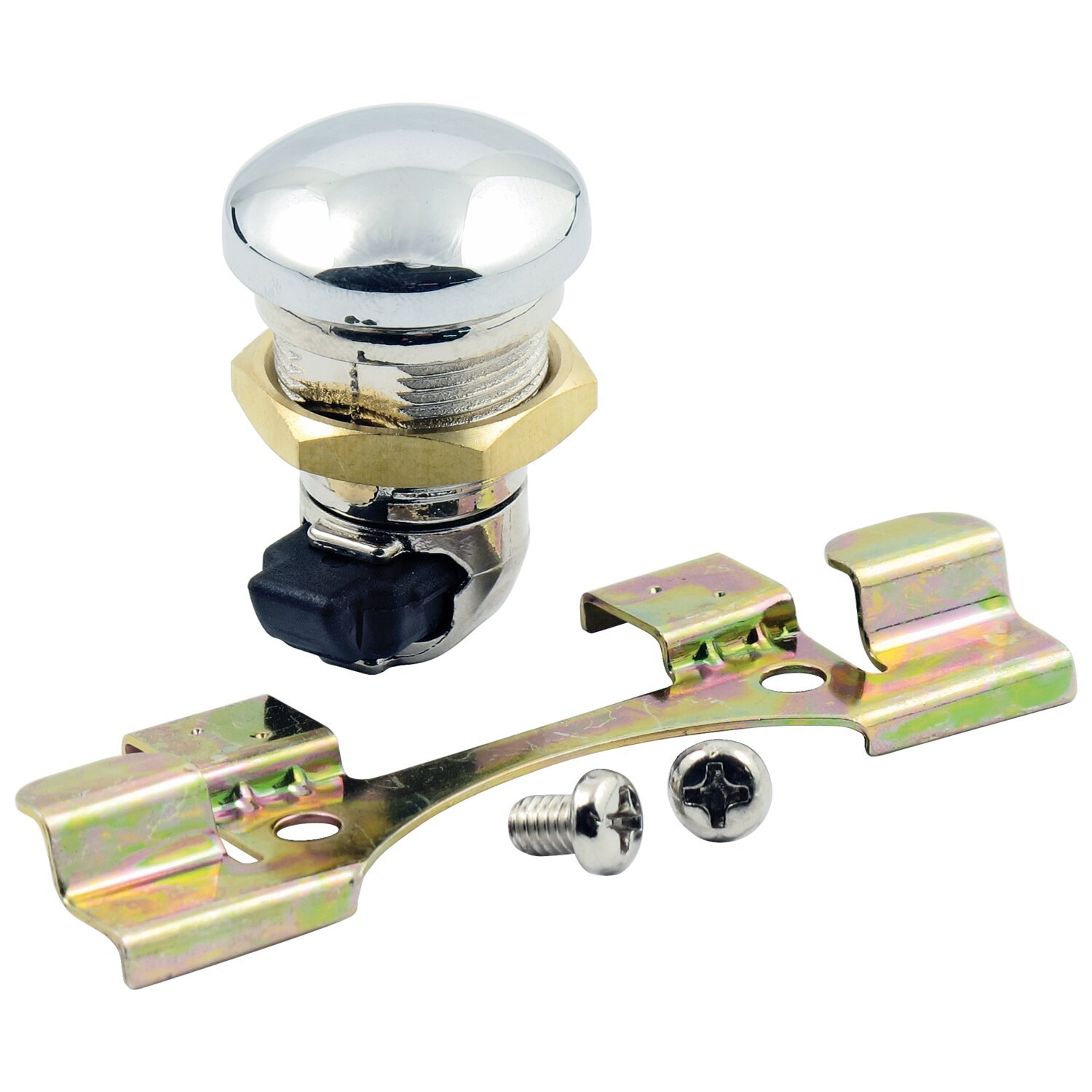 Keyless push button fuel door release, Chrome