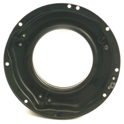Black steel. 
Replacement part for use in the FL headlamp housing. 
OEM replacement reference 67702-65.