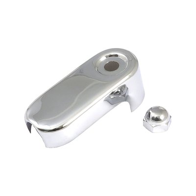 Chrome plated steel cover and acorn nut. 
Covers clutch arm where it exits the transmission end cover. 