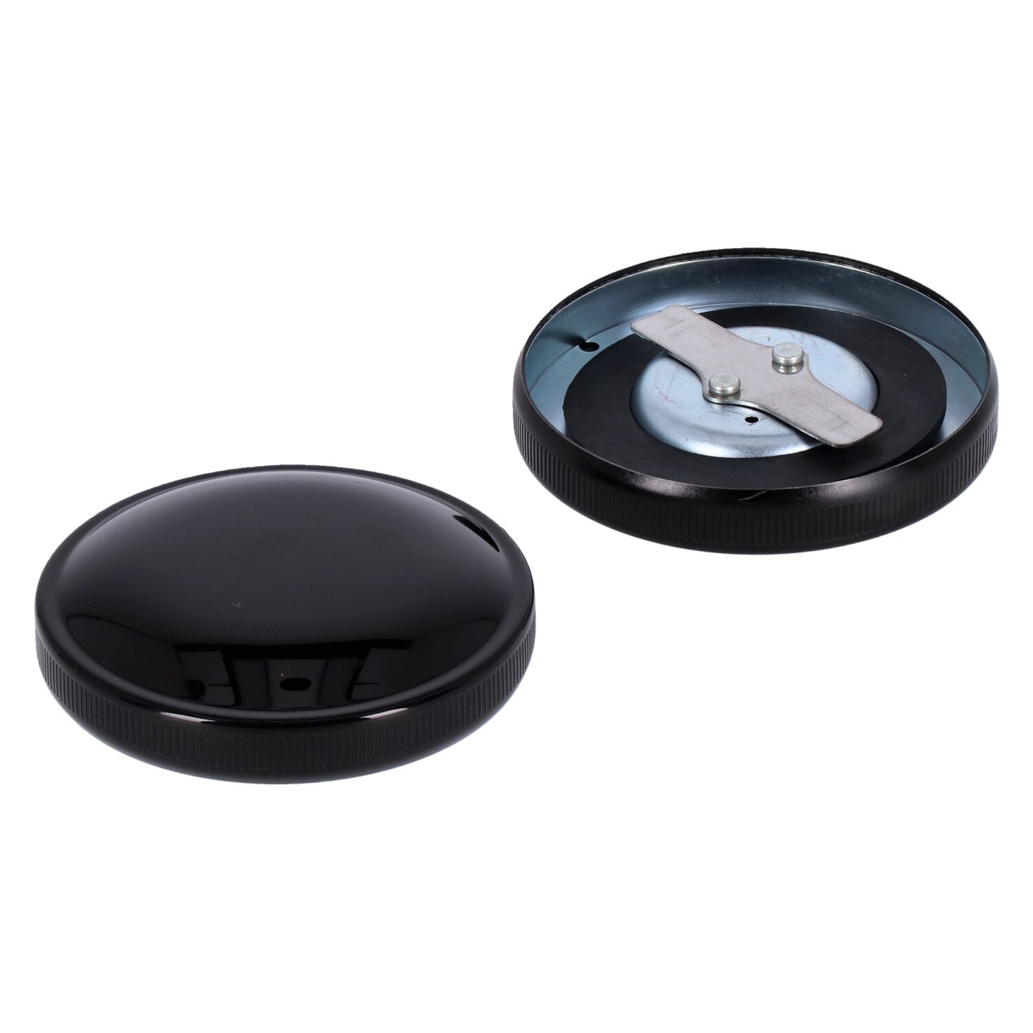 Gas cap set, late style, Black, Gloss