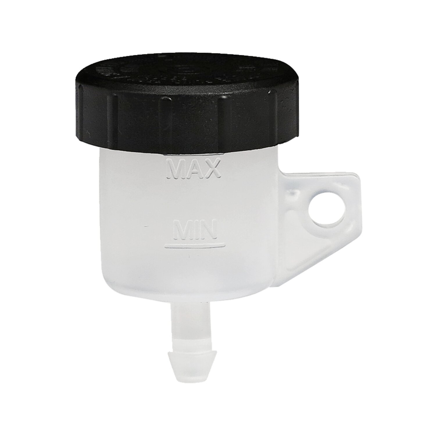 TRW remote brake fluid reservoir with straight outlet, White