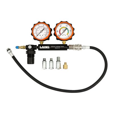 Used to check and measure cylinder leakage on 4-stroke motorcycles. Works on an air compressor. Comes with dual gauges, a 35 PSI pressure gauge and a 0-100% percentage gauge. Fits spark plug holes of 14mm std, 14mm long and includes 12mm and 10mm adapters. Packed in a sturdy blow molded carrying case.