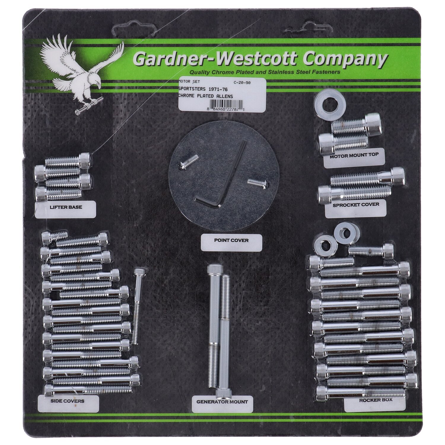 Motor screw sets, chrome allen