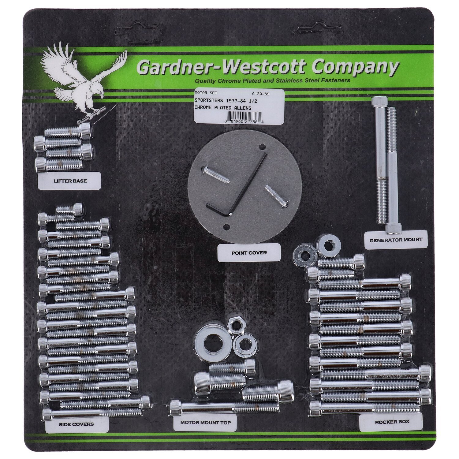Motor screw sets, chrome allen