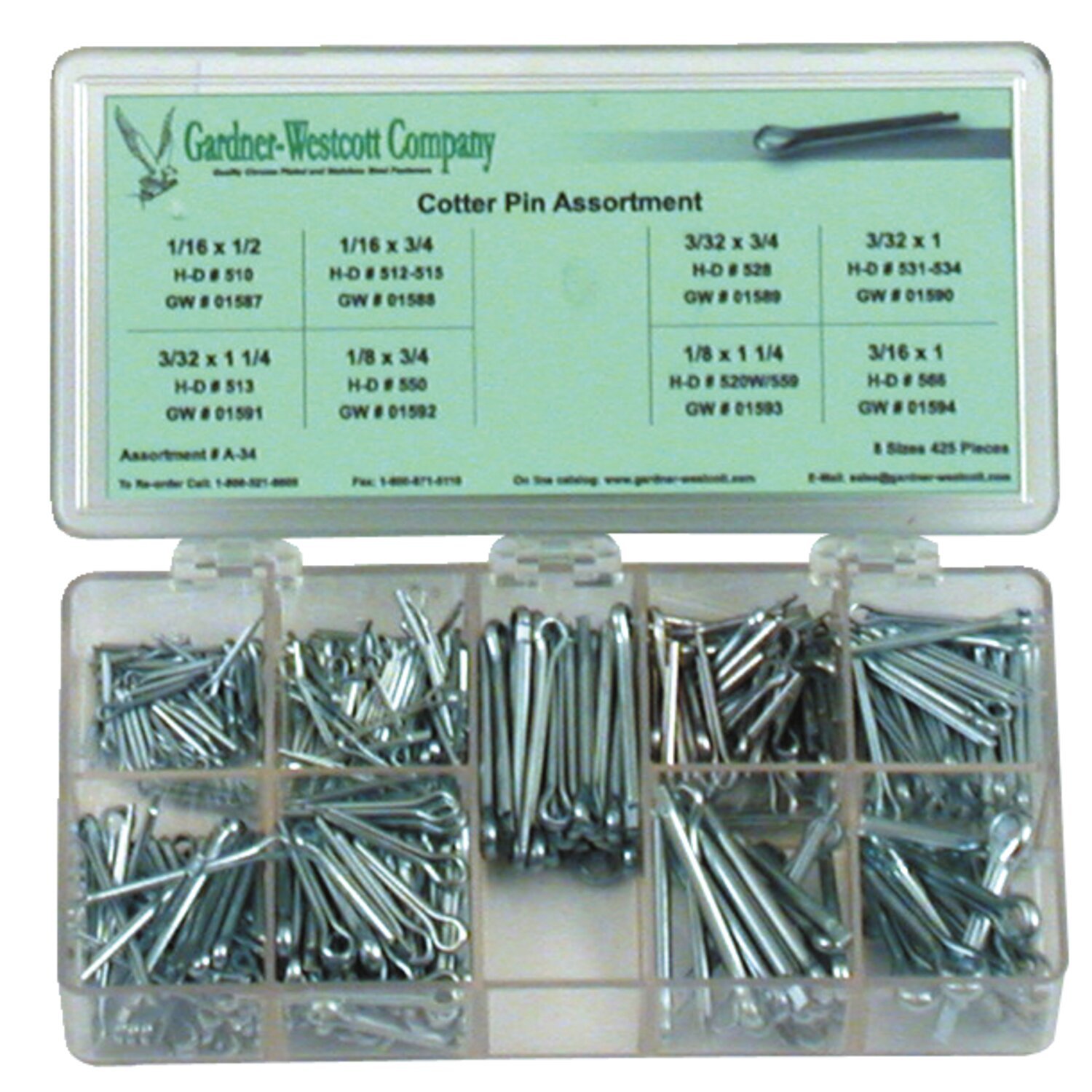 Cotter pin assortment tray, Chrome