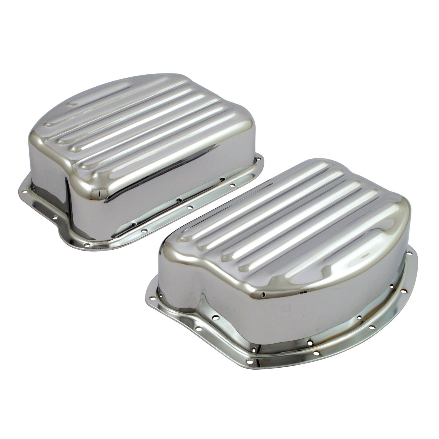 Paughco, Rocker covers. Ribbed style, Chrome