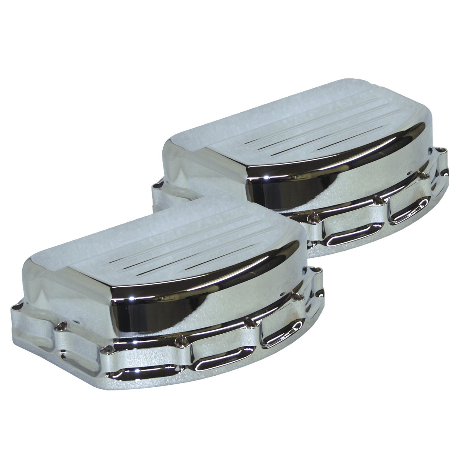 Paughco, Rocker covers. custom style aluminum, Silver, chrome