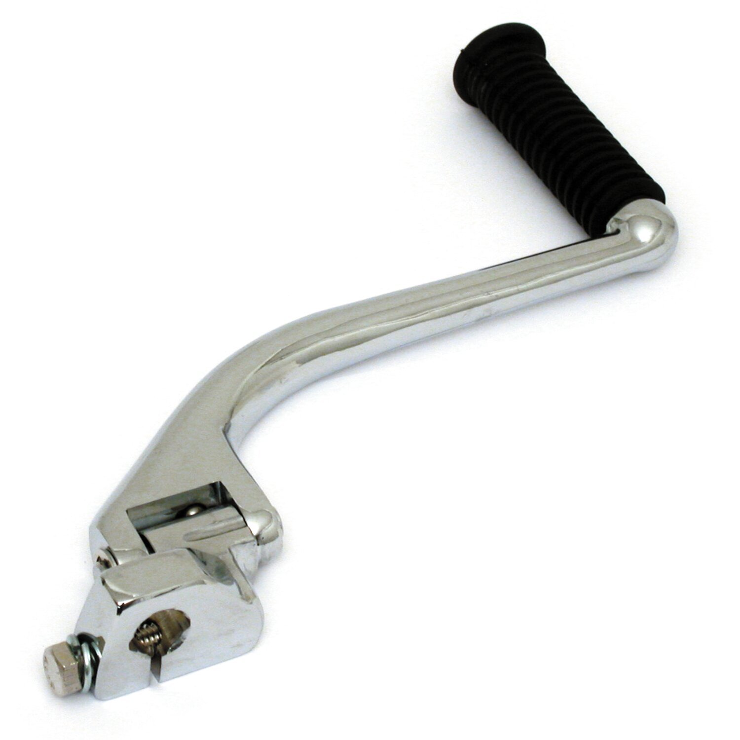 Late style swing-out kickstart arm. round pedal, Unpainted, Chrome