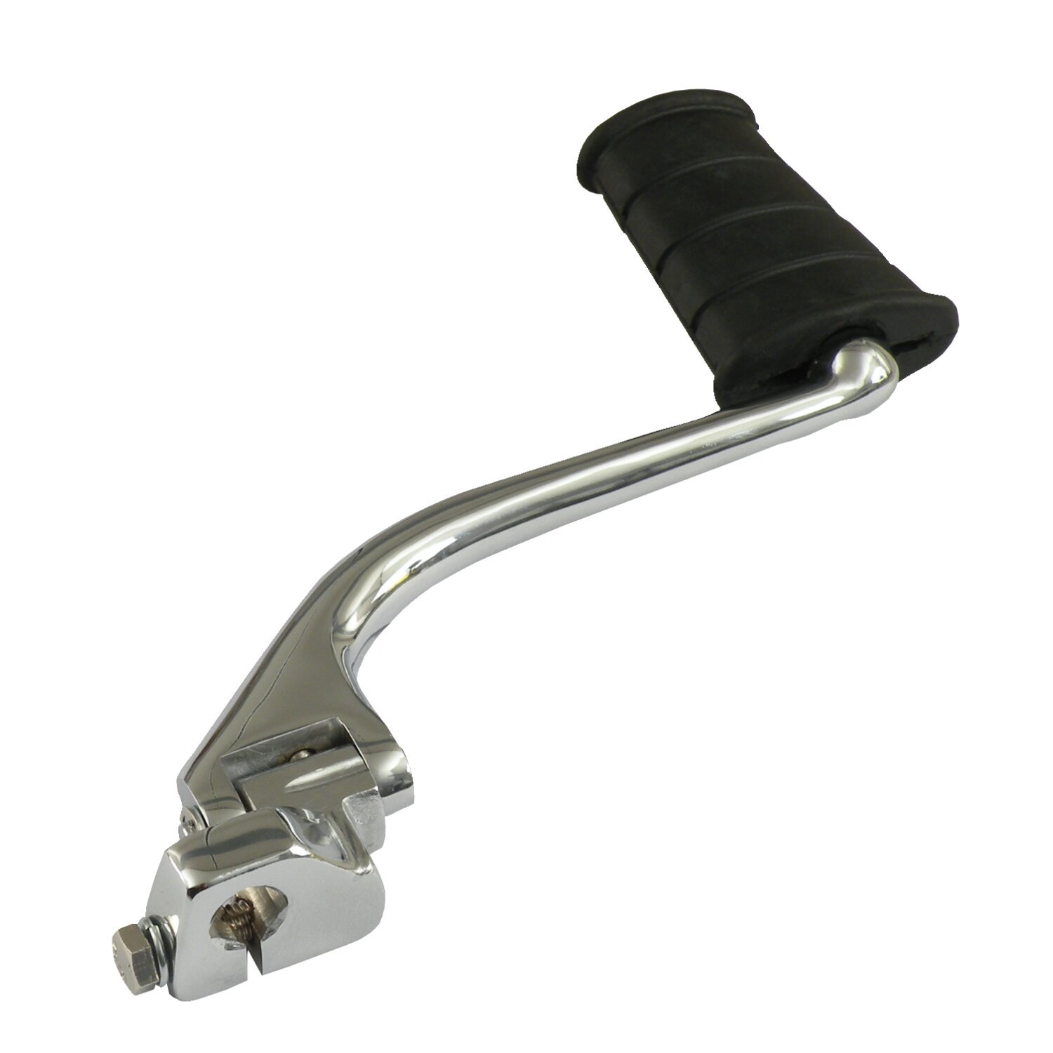 Late style swing-out kickstart arm. flat pedal, Chrome
