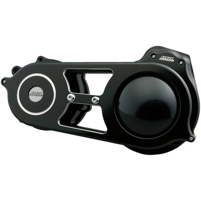 Black anodized finish. Designed to allow installation without interference of the stock floorboards. Kit includes the proven BDL ball bearing lock-up clutch. Comes with a slotted top belt guard that fits in a groove between the inner motor plate and the outer side guard. Drive ratio 52-69. 

Note: See 518533 for the replacement 132t., 2" wide 8mm belt.