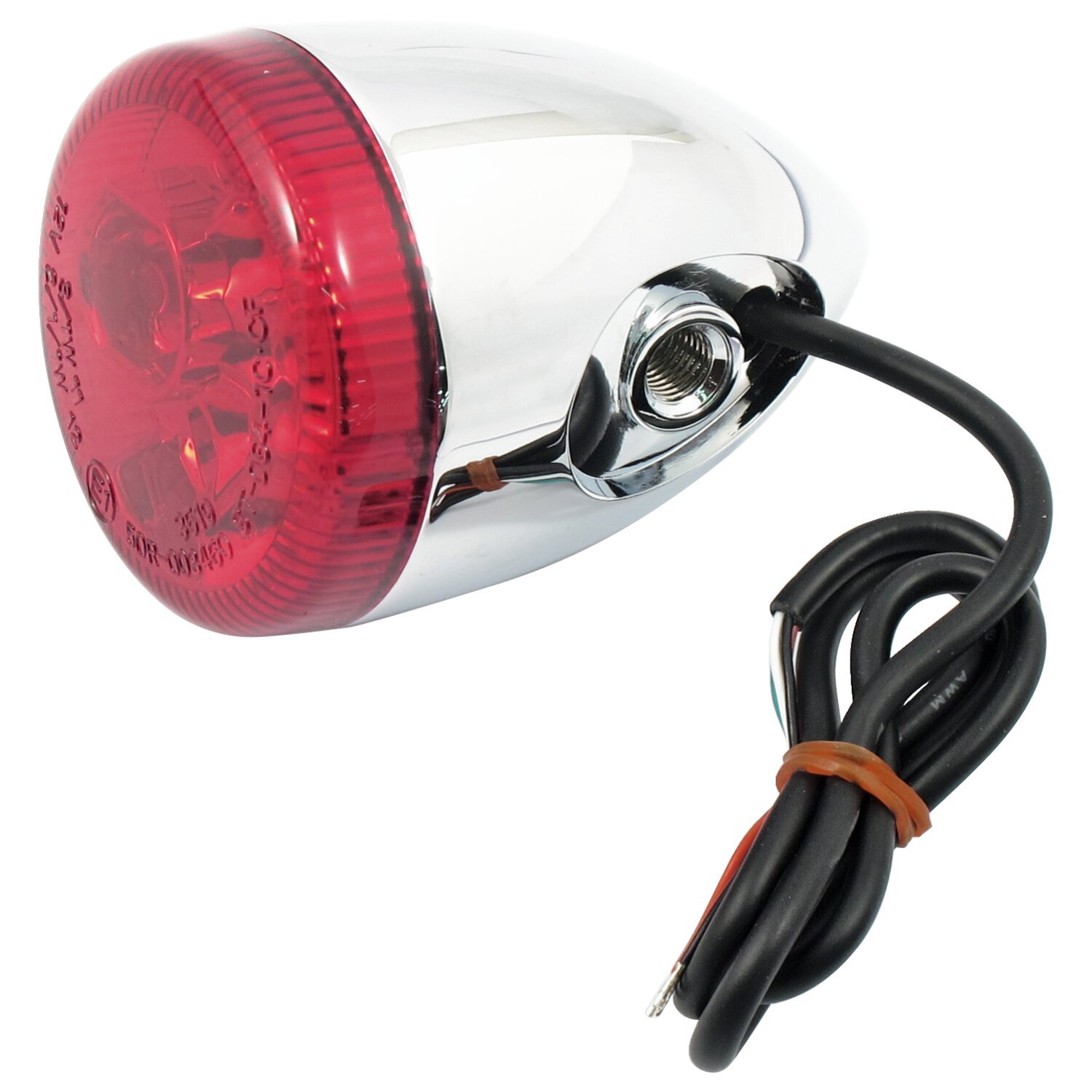 3-1 LED bullet taillight / turn signal combo, Red, Chrome