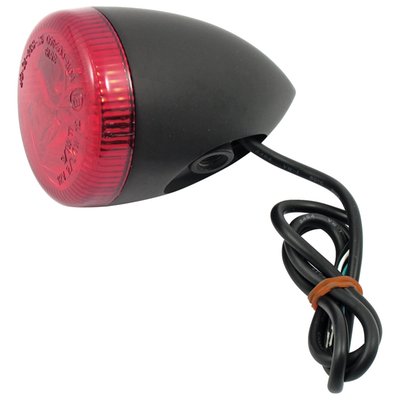 Red lens. Black housing. Without stud. Dual LED equipped. Taillight, brake light & turn signal in one, as introduced on the 2009 Sportster XL883N Nightster. Great in custom applications or as replacement for the 69360-08 H-D HDI LED unit or the 68449-07 unit wich comes with a regular bulb. With E1 approved lens.