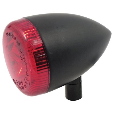Red lens. Chrome. Universal M10x1.25 mm stud. Dual LED equipped. Taillight, brake light & turn signal in one, as introduced on the 2009 Sportster XL883N Nightster. Great in custom applications or as replacement for the 69360-08 H-D HDI LED unit or the 68449-07 unit wich comes with a regular bulb. With E1 approved lens.