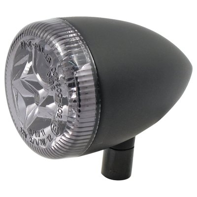 Smoke lens. Chrome. Universal M10x1.25 mm stud. Dual LED equipped. Taillight, brake light & turn signal in one, as introduced on the 2009 Sportster XL883N Nightster. Great in custom applications or as replacement for the 69360-08 H-D HDI LED unit or the 68449-07 unit wich comes with a regular bulb. With E1 approved lens.