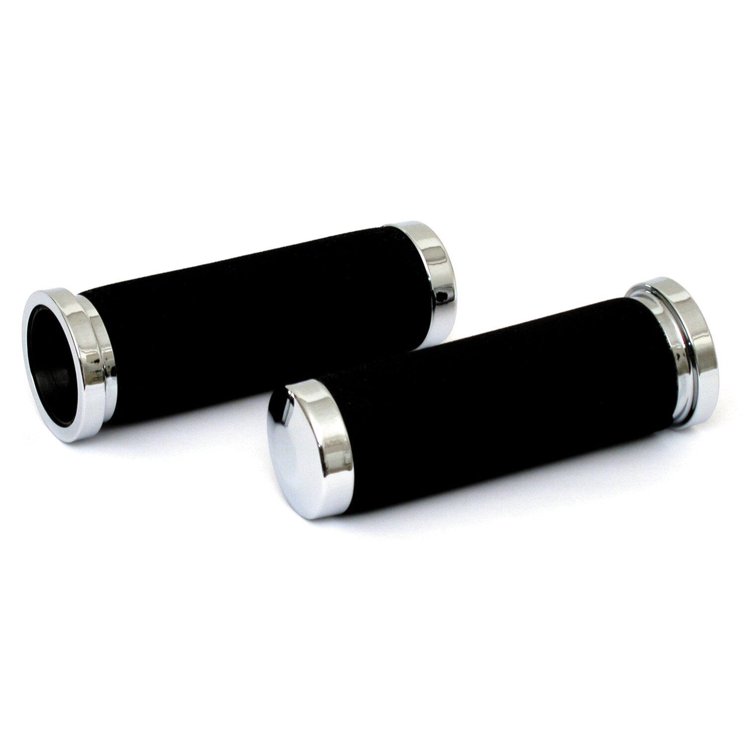 Handlebar grip set, Cushion, Black, Chrome