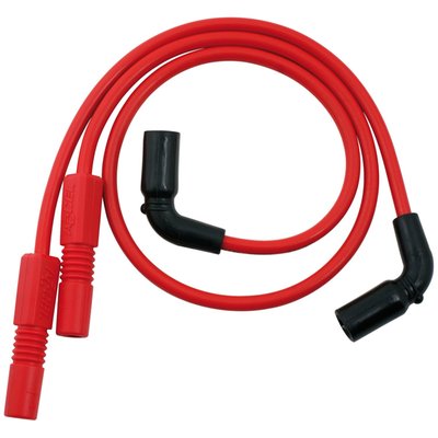 Red wires, with black print. With black plug boots and coil boots. Ready to install. Low resistance 500 Ohm/ft. Ferro Spiral core, for maximum energy delivery, with a 8mm thick silicone jacket. The silicone insulation effectively eliminates RFI and EMI interference for a interrupt-free functioning of all on-board electronics. Fully compatible with both carburetor as the Delphi fuel injection systems. High temperature boots withstands over 500°F.

Note: Compatible with all H-D ignition systems. If you have an aftermarket ignition, please check with manufacturer ohm requirements.