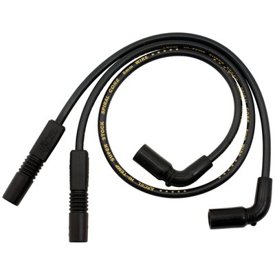 Black wires, with yellow print. With black plug boots and coil boots. Ready to install. Low resistance 500 Ohm/ft. Ferro Spiral core, for maximum energy delivery, with a 8mm thick silicone jacket. The silicone insulation effectively eliminates RFI and EMI interference for a interrupt-free functioning of all on-board electronics. Fully compatible with both carburetor as the Delphi fuel injection systems. High temperature boots withstands over 500°F.

Note: Compatible with all H-D ignition systems. If you have an aftermarket ignition, please check with manufacturer ohm requirements.