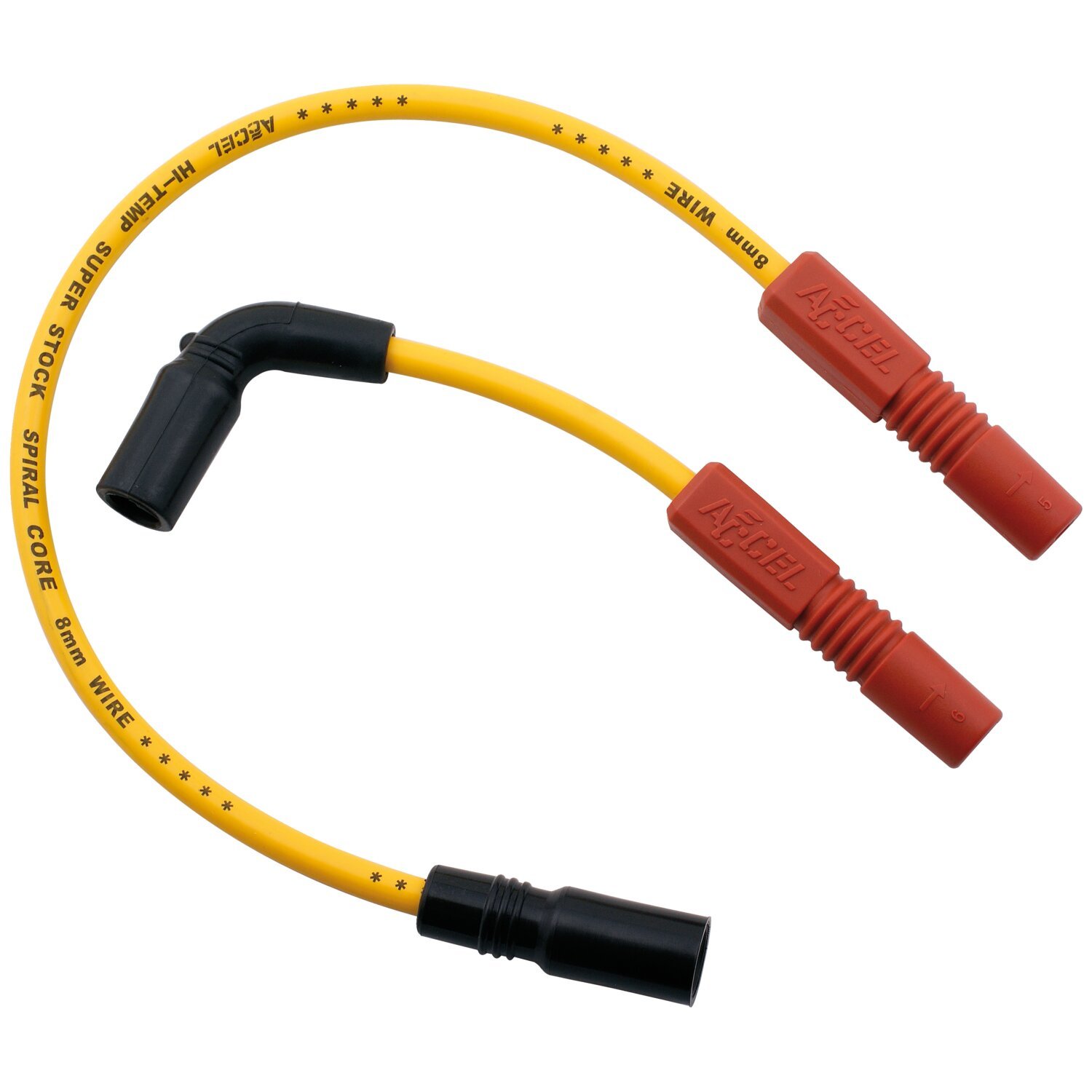 Accel, 8mm Ferro Spiral core spark plug wire set, Yellow