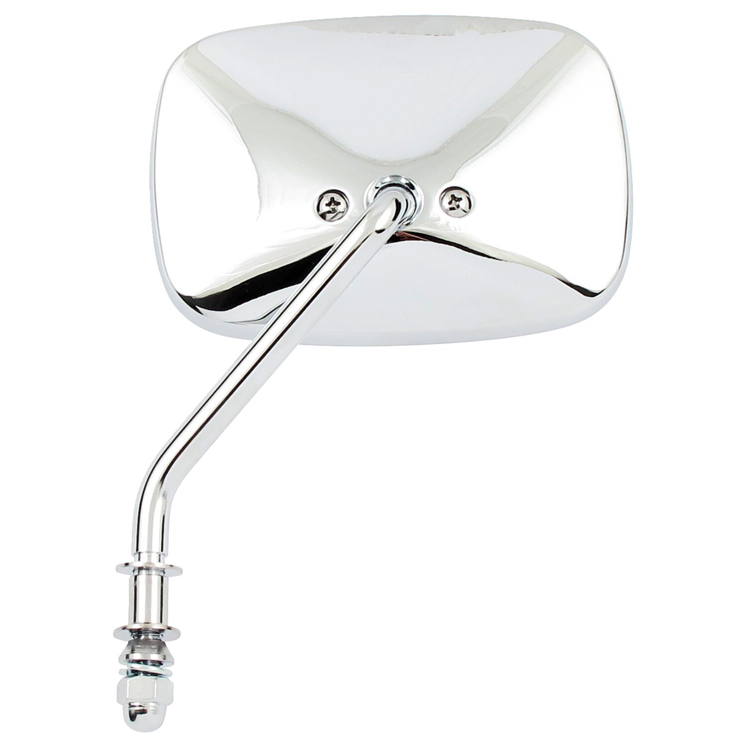 Late OEM style mirror, short stem, right side, Chrome
