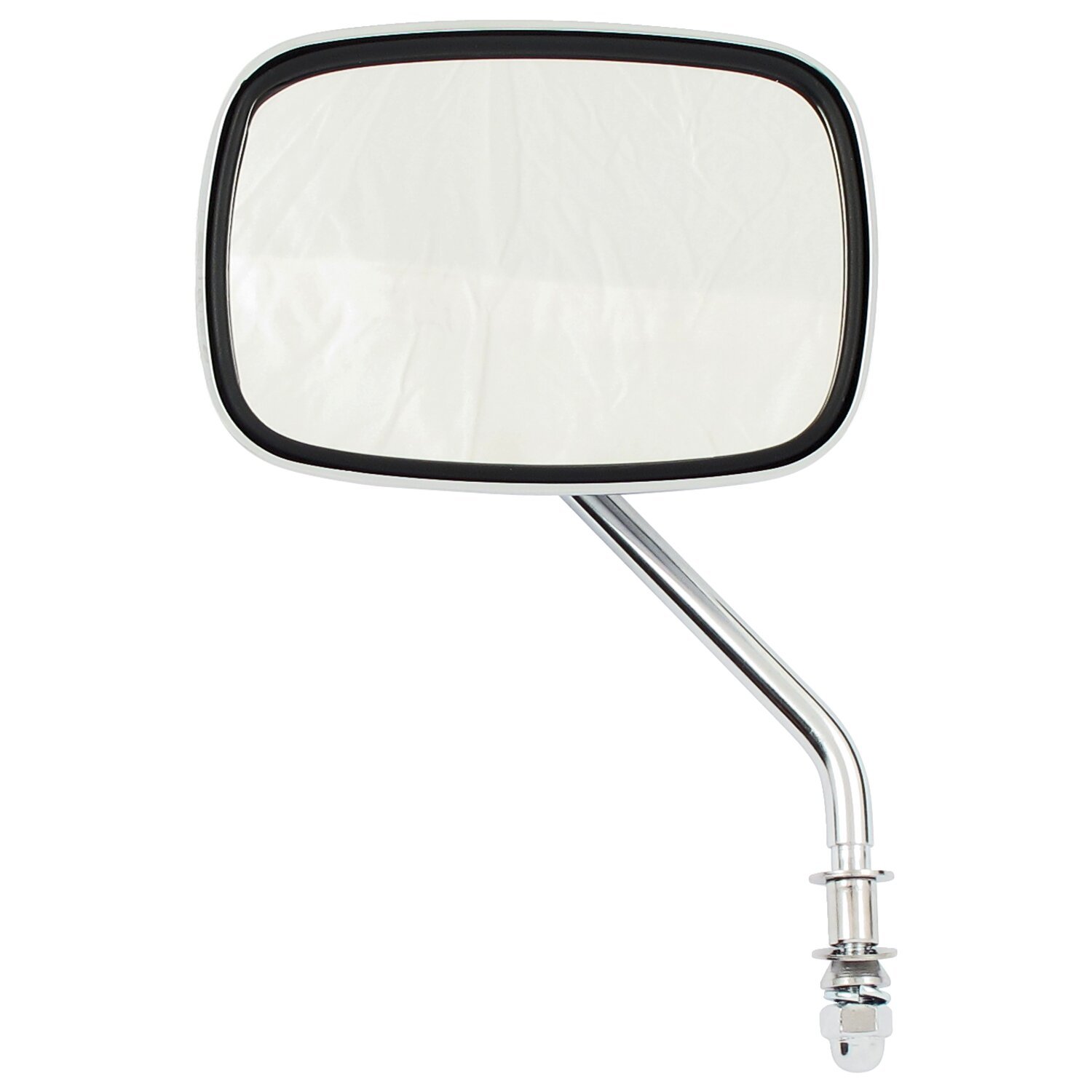 Late OEM style mirror, short stem, right side, Chrome