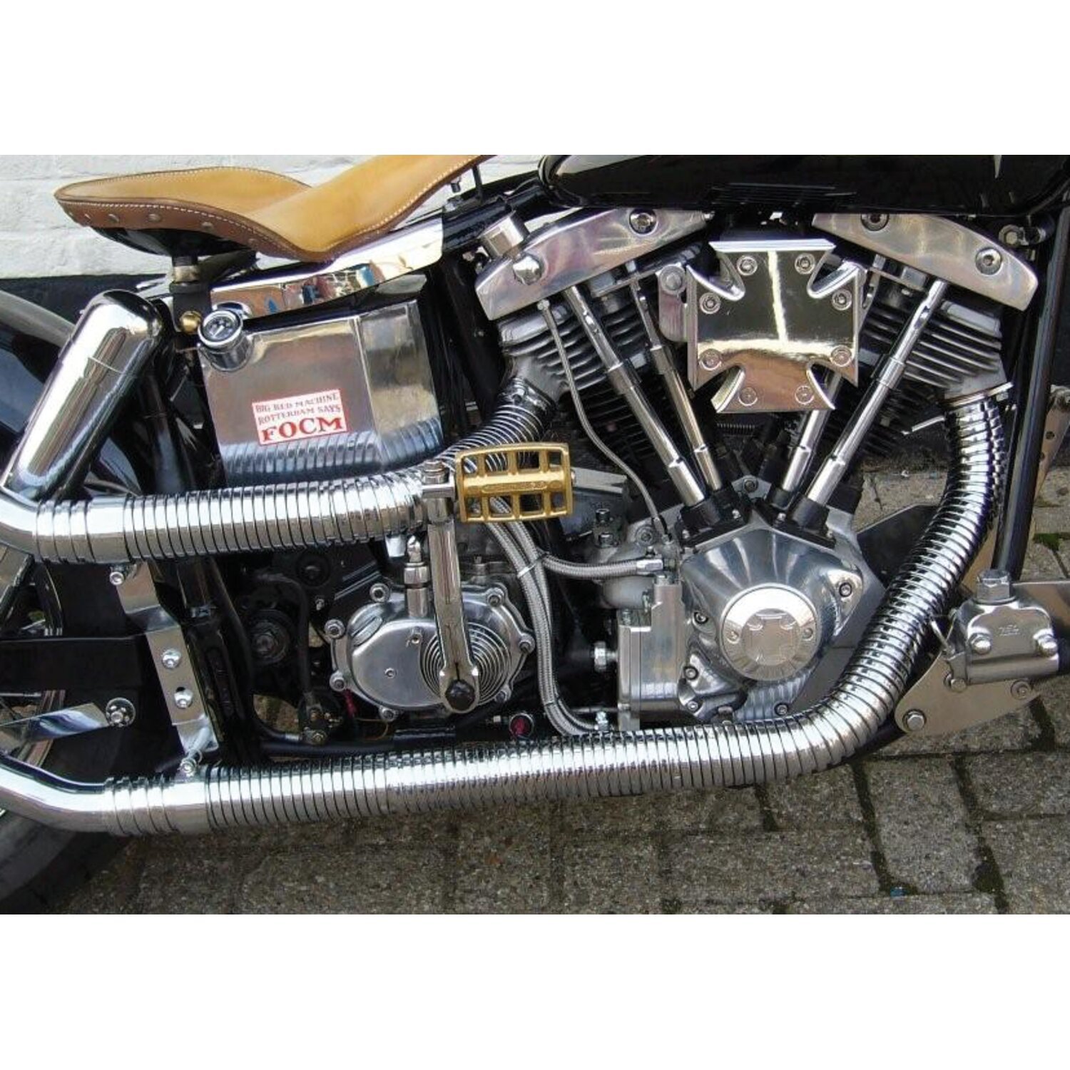 Flexible exhaust header cover, chrome