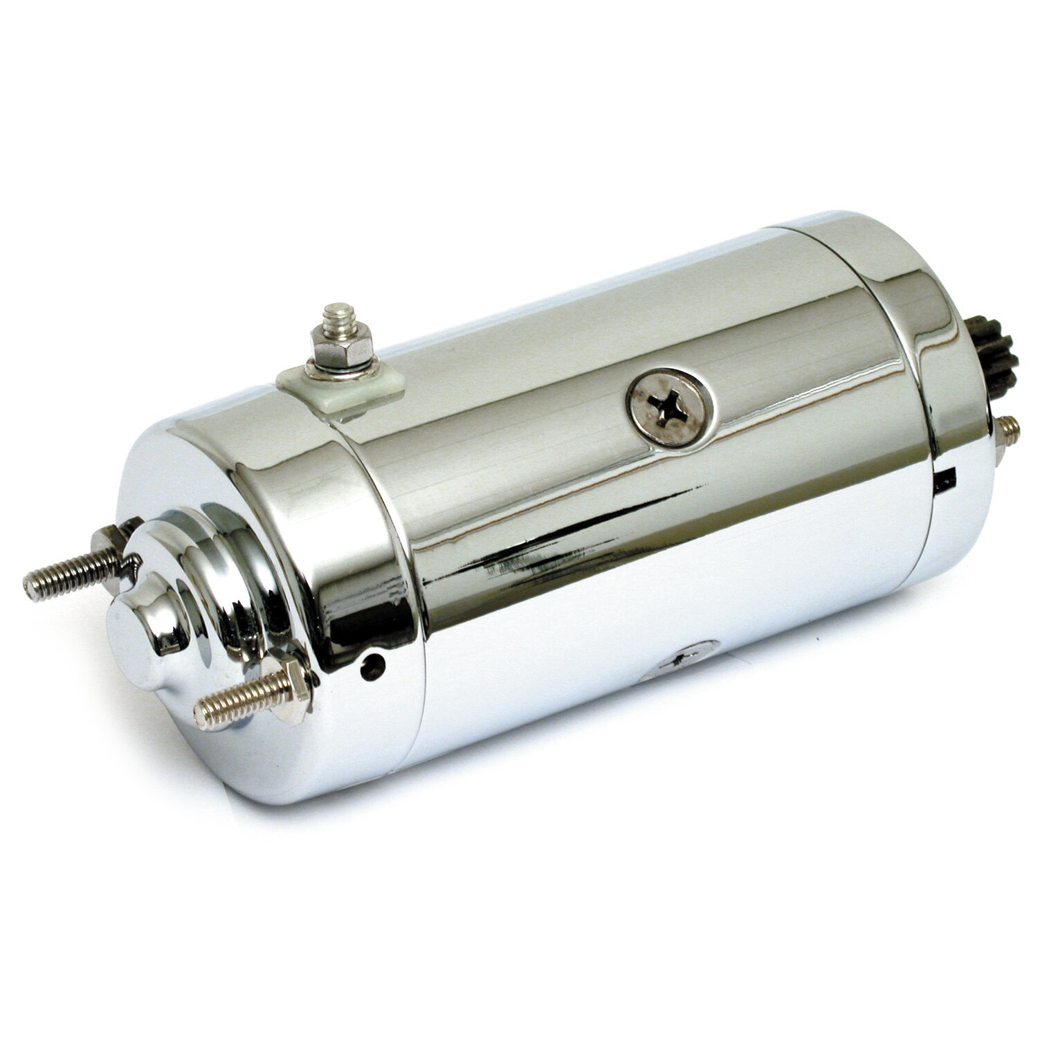 Starter motor, Prestolite style, Silver, Chrome