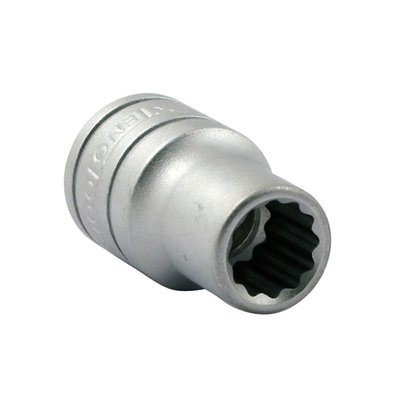 12-point socket with 1/2" drive. Chrome vanadium, satin finish.